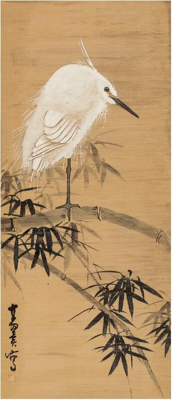 Egrets Among Verdant Bamboo Branch by 
																	 Zhang Qiyi