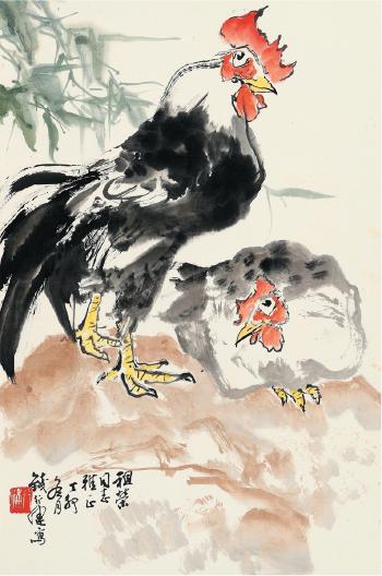 Roosters by 
																	 Qian Xingjian