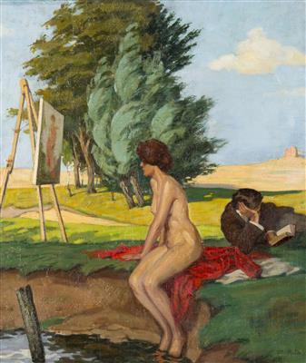 A Nude in a Landscape by 
																	Fritz Raida