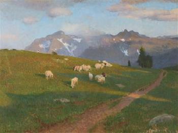 Weidende Schafe auf der Alm by 
																	Constantin Damianos