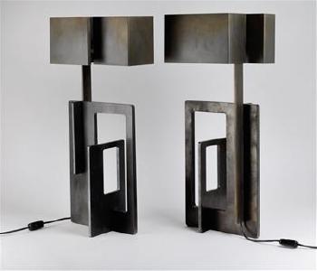Two table lamps featuring sculptured bases by 
																	 Esperia