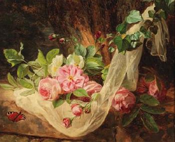 Still life with roses on a forest floor by 
																			Andreas Lach