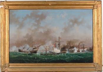 Naval Battle of Lissa on 20 July 1866 by 
																			Basi Ivankovich