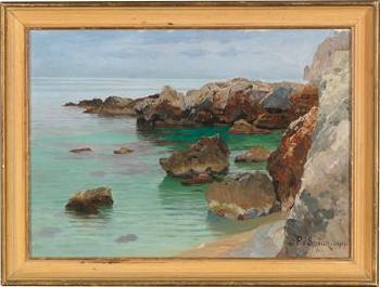 Coastal scene by 
																			Paul von Spaun