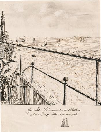 Auf dem Deck der Kronprinzessin zwischen Swinemünde und Putbus by 
																	Johan Christian Clausen Dahl