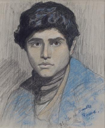 Bildnis eines jungen Römers mit blauer Jacke und Halstuch by 
																	Hermann Anton Bantle