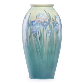 Vase with stylized flowers and birds by 
																			Lorinda Epply