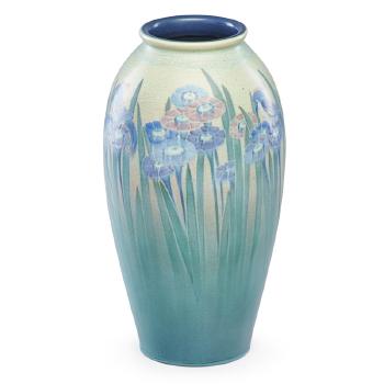 Vase with stylized flowers and birds by 
																			Lorinda Epply