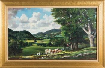 Vermont landscape with farm and cows by 
																	Dean Fausett