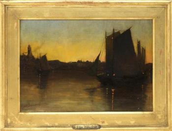 Harbor at sunset by 
																			Elliott Daingerfield