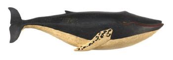 Carved and painted wooden humpback whale by 
																			Clark Greenwood Voorhees