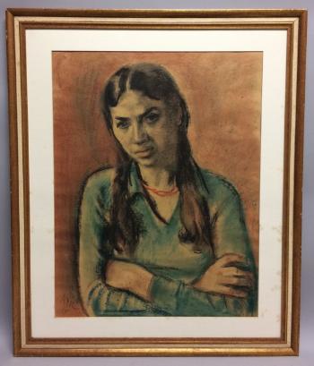 Girl in a green blouse by 
																			Iosif Iser