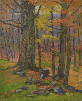 Autumn landscape with trees by 
																	Harriet Randall Lumis