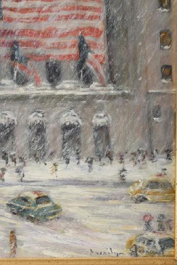 A painting 'Wall Street Winter' by 
																			Marilyn Guerinot