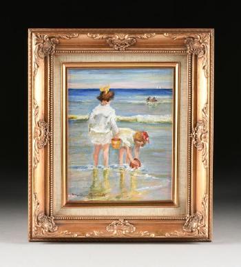 A painting 'Wading' by 
																			Marilyn Guerinot