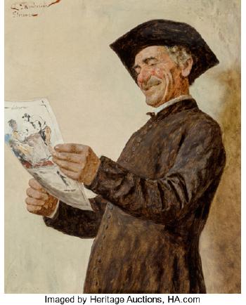 Gentleman reading by 
																			Arnaldo Tamburini