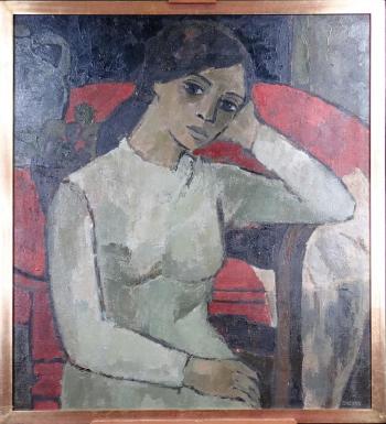 Jeune femme assise by 
																			Paule Nolens