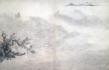Boot am Stürmischen Taihu-see mit Dschunken by 
																			 Zheng Zhong