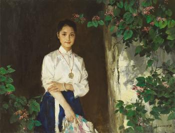 Portrait of a young lady by 
																	 Pan Honghai