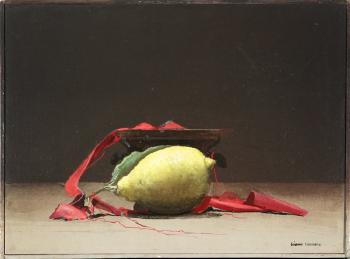 Lemon with red ribbon (still life) by 
																			Gianni Cacciarini
