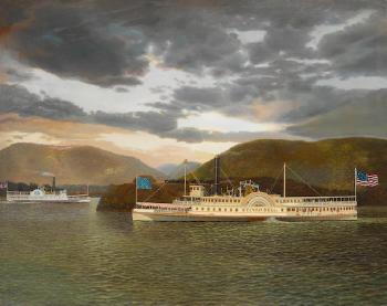The paddle steamers Sylvan Dell and the Sylvan Shore on the Hudson by 
																	Albert Nemethy