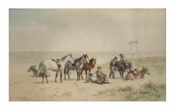 Donkey Riders In The Dunes by 
																	Willem Carel Nakken