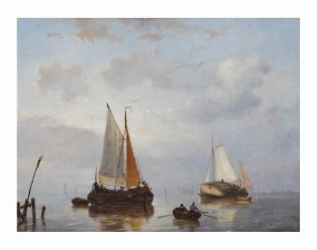Fishermen Near The Dutch Coast by 
																	George Willem Opdenhoff