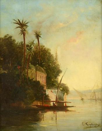 Caïque sur le Bosphore by 
																	Francois Germain Leopold Tabar