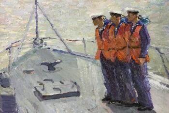 Three sailors on deck by 
																			Elena Vatslovana Yanchak