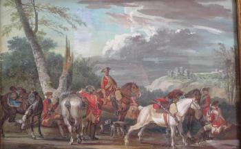 Cavalry at rest by 
																			Jean Baptiste le Paon