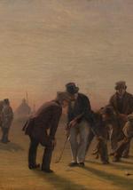 A summer evening on the Musselburgh Links: Golfers by 
																			Charles Lees