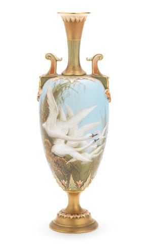 A Royal Worcester vase by 
																	Charles Henry Clifford Baldwyn