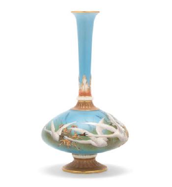 A Royal Worcester bottle vase by 
																	Charles Henry Clifford Baldwyn