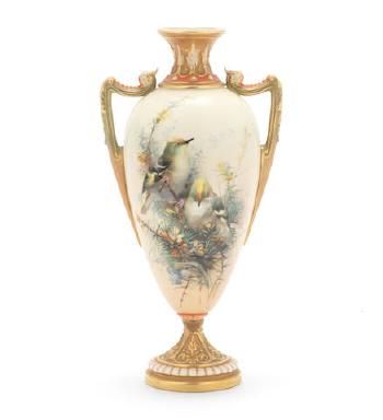 A Royal Worcester vase by 
																	Charles Henry Clifford Baldwyn