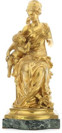 A gilt bronze figural group of Cupid and Venus by 
																	Antoine Joseph van Rasbourgh