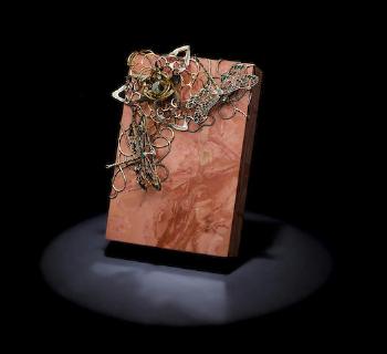 Pink opal box with two removable brooches by 
																			Ivanna Harchenko