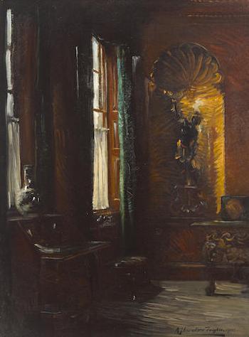 An interior with a Venetian Blackamoor by 
																	Albert Chevallier Tayler