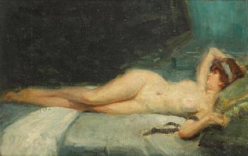 A reclining nude by 
																	Henri Vincent-Anglade