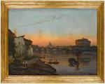 A view of St. Peter's Basilica and Castel Sant'Angelo, Rome by 
																			Karl Bernhard Mackeldey