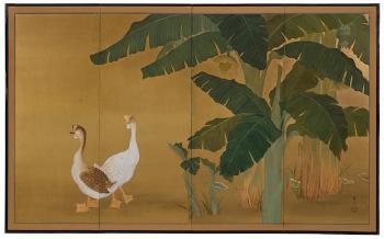 Geese and Plantain Trees by 
																			 Nomura Sekko