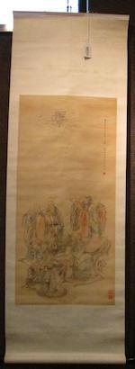 Paintings of Buddhist Figures:  Amitayus Buddha; Eighteen Luohans by 
																			 Zhang Tao