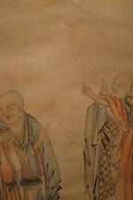Paintings of Buddhist Figures:  Amitayus Buddha; Eighteen Luohans by 
																			 Zhang Tao