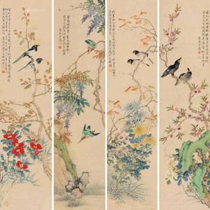 Four Screens of Flower and Birds by 
																	 Cai Xi