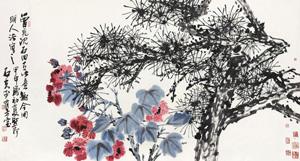 Pine tree and flower by 
																	 Guo Shifu