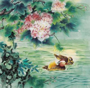 Madarin ducks by 
																	 Qi Lu