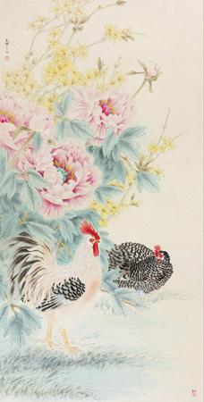 Rooster and hen by 
																	 Gao Xizhan