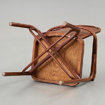A Stained Beech And Black Leather Armchair, Gemla, Sweden Circa 1932 by 
																			Sigurd Lewerentz