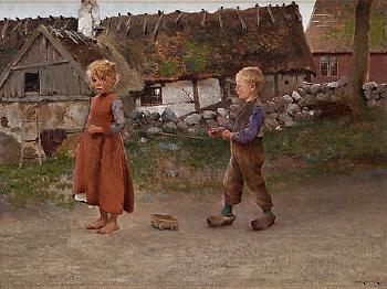 Children Playing by 
																			August Hagborg
