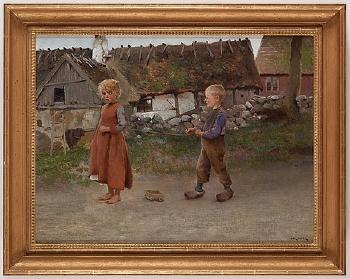 Children Playing by 
																			August Hagborg