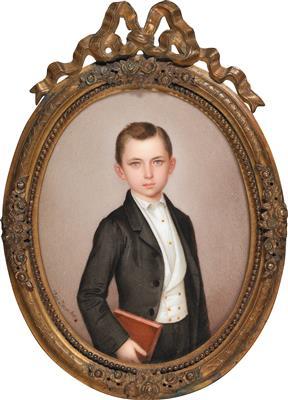 A portrait of a young gentleman with parted hair by 
																			Josef Zasche